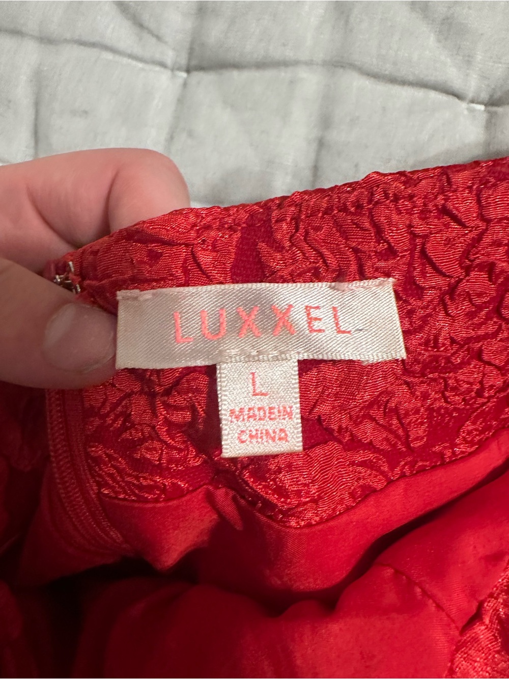 Luxxel Red Floral Appliqué Spaghetti Strap Dress - Picture 5 of 5